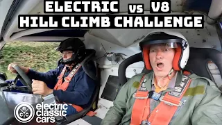 Electric vs V8 hill climb in a Land Rover
