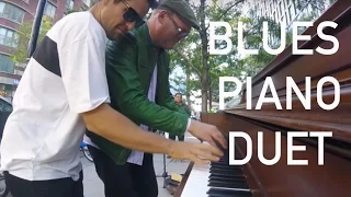 Spontaneous Blues Piano Duet on the streets of NYC with Frans Bak + Dotan
