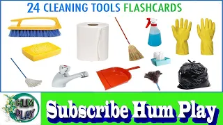 Learn 24 Cleaning Tools | Learn English Vocabulary | Flashcards For Kids | Urdu, English & Hindi