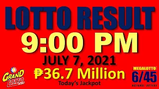 LOTTO RESULT TODAY 9pm July 7, 2021 (PCSO Lotto Results and Jackpot Today for 6/55, 6/45 and 4D)