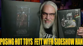 LIVE POSING and UNBOXING Hot Toys Boba Fett mms464 AND Sideshow Carbonite Han Solo