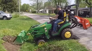 Coworker needs Help! Watch How A Compact Tractor Levels Backyard and Fixes Ditch!