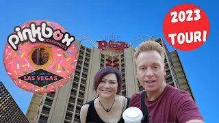 BRAND NEW! PLAZA DOWNTOWN LAS VEGAS 2023 & PINKBOX REVIEW | Where's My Coffee? Where's My Room?