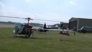 Bell 47 Helicopter Full Sound Lycoming Engine Start & Take Off. Butler County Airport Aviation.