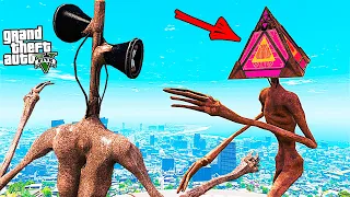 СИРЕНОГОЛОВЫЙ ПРОТИВ ПИРАМИДОГОЛОВЫЙ СЦП В ГТА 5 МОДЫ! SIREN HEAD SCP ОБЗОР МОДА В GTA 5! ВИДЕО MODS