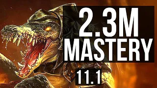 RENEKTON vs AATROX (TOP) | 13/0/1, 2.3M mastery, Legendary, 6 solo kills | KR Master | v11.1