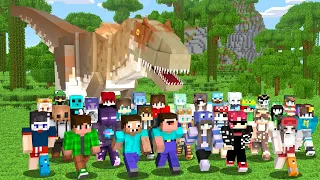 I Made 100 Players Simulate Civilization in Jurassic Minecraft