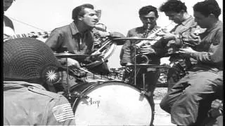 US soldiers play an improvised band at Saltby airfield in England during World Wa...HD Stock Footage