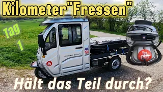 Elektro-Trike mit Dachzelt ‼️Jetzt werden Kilometer gesammelt‼️Hoffentlich ohne Panne🙈 #tuktuk