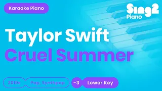 Taylor Swift - Cruel Summer (Lower Key) Karaoke Piano