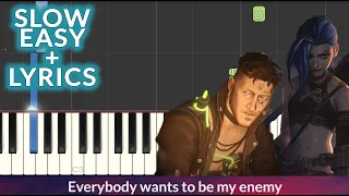 Imagine Dragons x J.I.D - Enemy (Arcane League of Legends) SLOW EASY Piano Tutorial + Lyrics