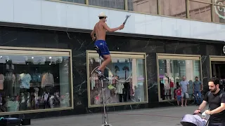 Most Dangerous act ever performed by street performer.