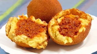 receta BOLAS DE PAPA RELLENAS DE CARNE MOLIDA - Recetas de cocina faciles rapidas y economicas