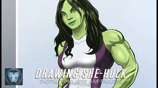 SHE-HULK | Digital Timelapse Speed Drawing/ Painting | Photoshop (She-Hulk Attorney at Law)