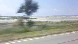 Затоки озера Сиваш, Арабатська Стрілка. Вид з вікна автомобіля. Частина 1/2