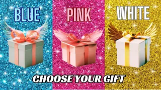 Choose your gift 🎁💖 3 gift box challenge Blue, Pink, White 😍💙🤮 #chooseyourgift #pickonekickone