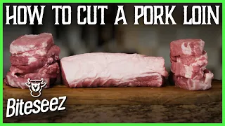How To Cut A Pork Loin at HOME into Pork Chops and Roasts | Biteseez