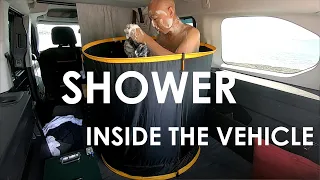 How I shower inside the vehicle｜The way with a minimum of water