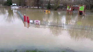 St Neots, Cambridgeshire: River Great Ouse floods after storm Henk