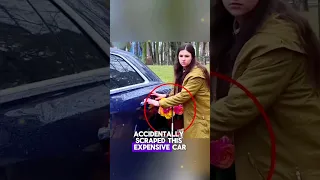 this blind girl accidentally scraped this expensive car with her basket