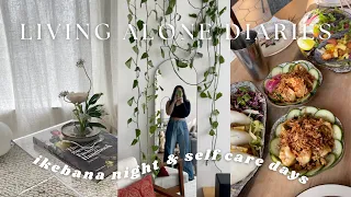 living alone diaries | self care nights, ikebana florals, declutter with me & plant-based meal prep