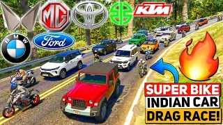 GTA 5: INDIAN CARS + SUPER BIKES 🏍️🔥 IMPOSSIBLE JUNGLE OFF-ROAD DRAG RACE 😱 GTA 5 MODS! INDIAN CARS!