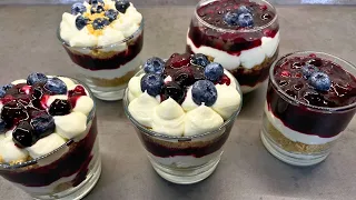 Cheesecake in a glass  NO BAKE easy dessert recipe cups