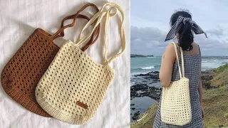 How to crochet net bag| Cỏ crochet