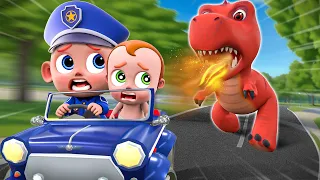 Baby Police vs Giant T-REX | Big Dinosaur Songs🦖Police Officer Song More Nursery Rhymes & Kids Songs