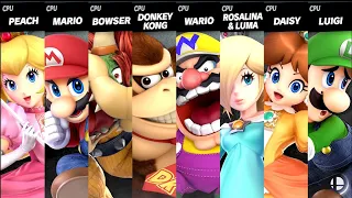 Peach VS Mario VS Bowser VS Donkey Kong VS Wario VS Rosalina & Luma VS Daisy VS Luigi Smash Ultimate