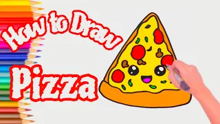 How To Draw Pizza - Preschool 🍕 | easy painting for kids 🎨👧🏻👦🏻