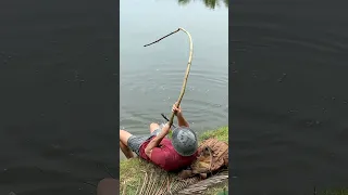 Primitive Fishing Skills. BIG ROD BIG FISH. Catch Fish At River For Survival