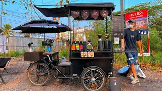 ASMR Cafe Vlog Mini coffee shop Café hopping Brew On Bike Mobile Barista Work Hard Coffeebar Kopi