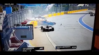 choque de Matsushita y Mazepin: muy fuerte contra el muro, carrera sochi (rusia) f2 2019