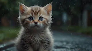 😺 A cute kitten is getting rained on and feels cold - poor cute kitten 🐈