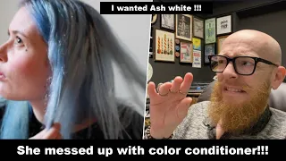 She messed up her hair with color conditioner - Hairdresser reacts to hair fails #hair #beauty