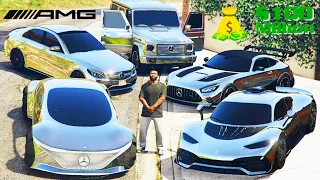 GTA 5 - Stealing BILLIONAIRE Super Silver Mercedes Cars with Franklin! | (GTA V Real Life Cars #106)