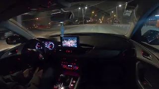 Audi A6 4G 3.0 TDI Quattro Night POV Drive Inside car City Driving
