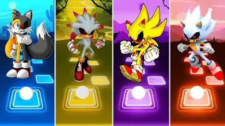 Tails Exe  🆚 Silver Sonic Exe 🆚 Super Sonic  🆚 Hyper Sonic Exe  || Tiles Hop Gameplay 🎯🎶