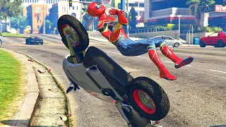 GTA 5 Iron Spiderman Motorcycle Epic Jump Stunts Fails Ragdolls Episode 03 (Euphoria Ragdolls)