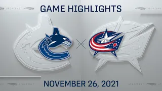 NHL Highlights | Canucks vs. Blue Jackets - Nov. 26, 2021