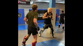 Khamzat Chimaev and Alexander Gustafsson sparring