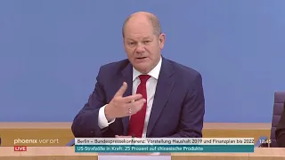 Bundespressekonferenz: Olaf Scholz stellt Haushalt 2019 und Finanzplan bis 2022 vor am 06.07.2018