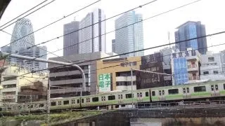 Tokyo View from a Train Arriving at Shinjuku Station [iPhone 4S/HD]