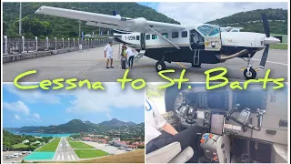 Crazy Crosswind Landing into St. Barts - Single Pilot Cessna Landing - St. Martin to St. Barts