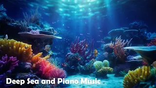 10 Hours [Underwater Ambience/ASMR] Deep Sea sound with Piano Music | Sound for Sleeping, Relaxation