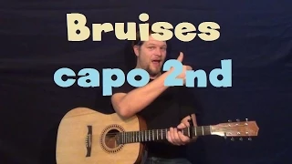 Bruises (Train) Easy Guitar Lesson Capo 2nd Fret How to Play Tutorial