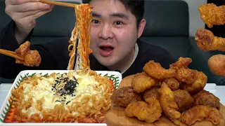 ENG]허니콤보+치즈 불닭볶음면 단짠맵의 끝판왕 먹방 리얼사운드/Honey Combo + Cheese Stir-fried Chicken Noodles Mukbang Asmr