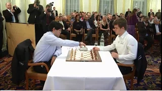 Hikaru Nakamura vs Magnus Carlsen || Amazing checkmate Position Qe2-Qf1! || Zurich Blitz Chess 2014