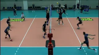 Volleyball. Attack, reception, defense (dig, save).  Training. Russia. Team Zenit Saint Petersburg